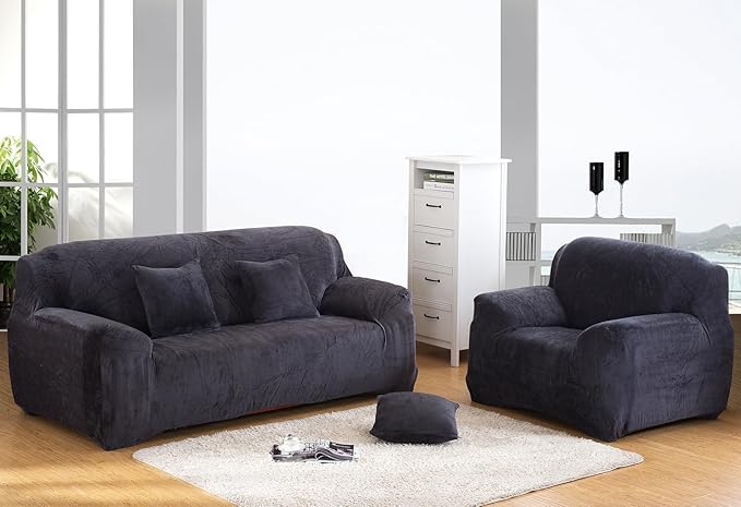 vctops 1-Piece Velvet Plush Stretch Chair Sofa Slipcover Soft Fuzzy Fluffy