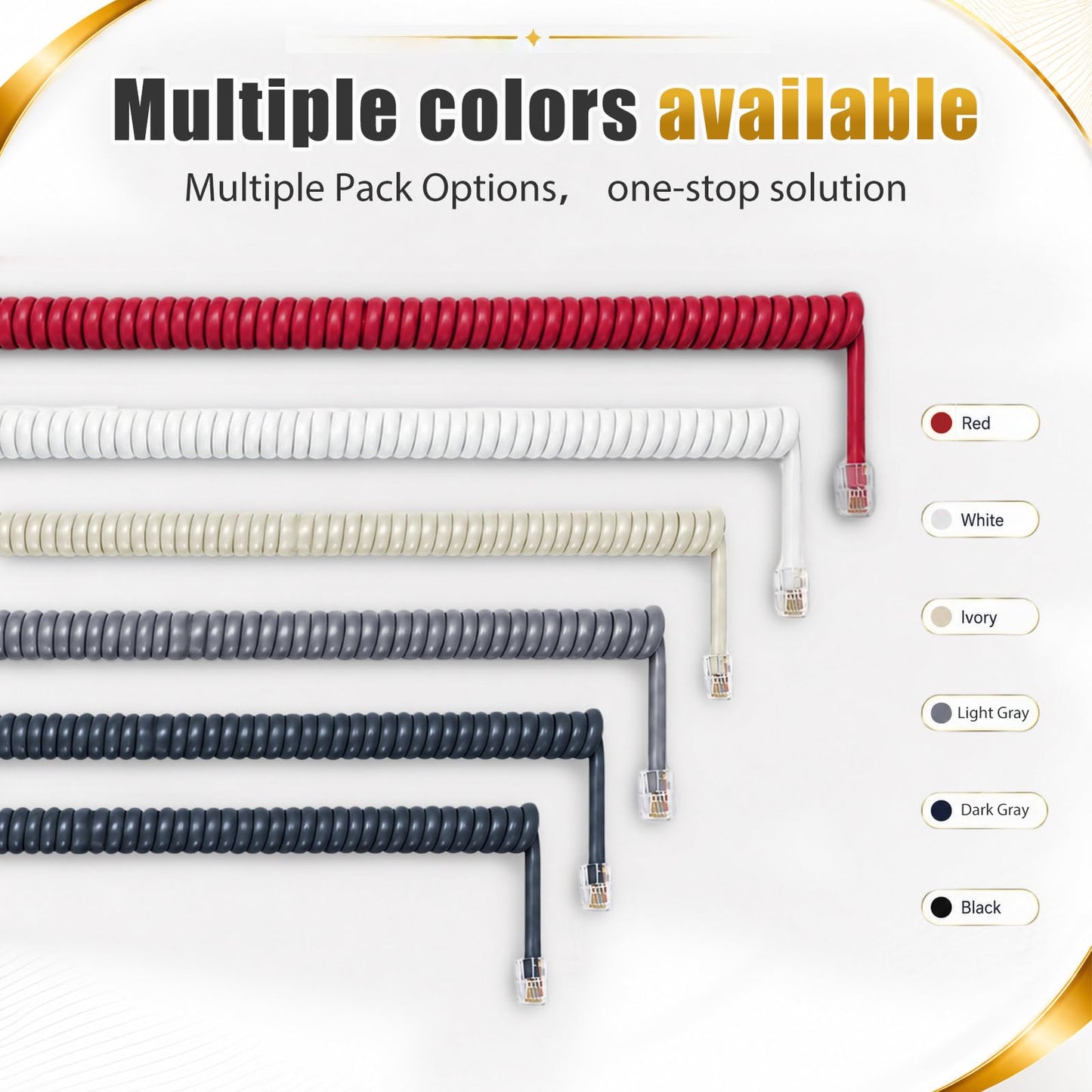 Comtrue Telephone Cord & Counter Bell Set for Front Desk - 2 Pack 11.5FT Coil Phone Line Cord + 1 Service Bell for Hotel, Office, Retail, Medical Reception