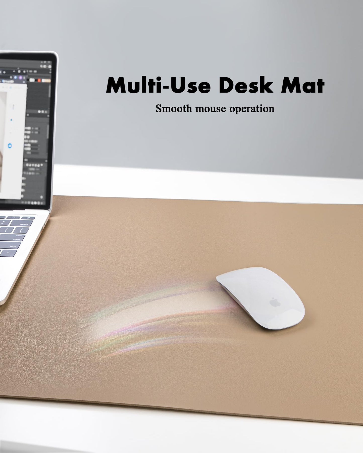 YSAGi Double-Sided Desk Pad, Leather Desk Mat, Eco Cork Desk Pad Protector, Large Mouse Pad for Desk, Waterproof Desk Blotter Pad, Writing Pad for Office/Home(23.6"x13.7",Apricot)