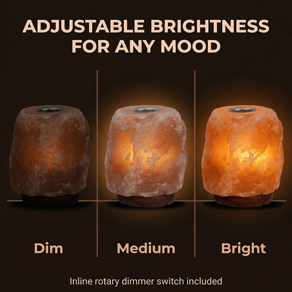Himalayan Salt Lamp with Aromatherapy Tray & Dimmer Switch - Salt Rock Lamp for Bedroom, Relaxation & Sleep | Calming Meditation Spa Lamp | Himalayan Salt Diffuser | Warm Glow Night Light | Gift Ready