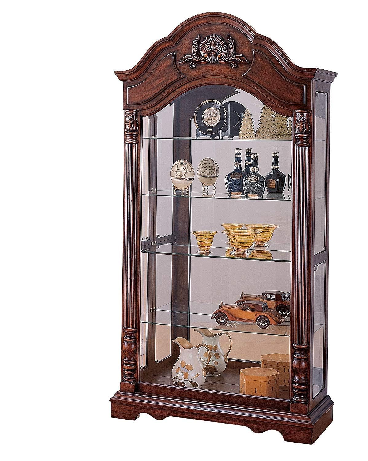 Acme Denton Curio Cabinet in Cherry