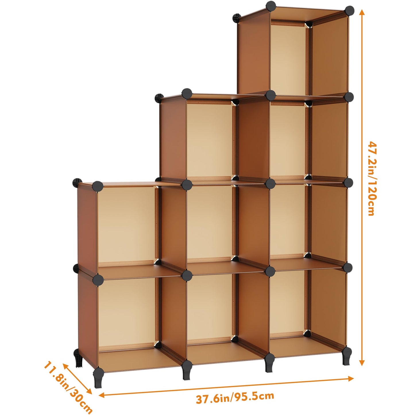 HOMIDEC Closet Organizers and Storage, 9 Cube Storage Organizer Cubes, Portable Closet Organizer Shelves for Clothes, Bedroom, Wardrobe, Kids Room, Bathroom, Brown