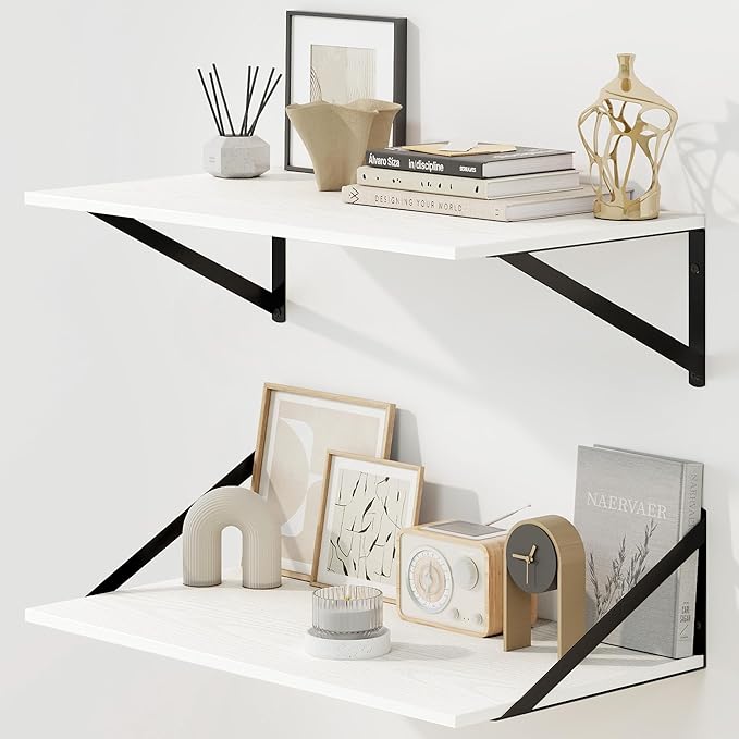 Fun Memories Floating Shelves for Wall, 12 Inch Deep Floating Shelves Set of 2