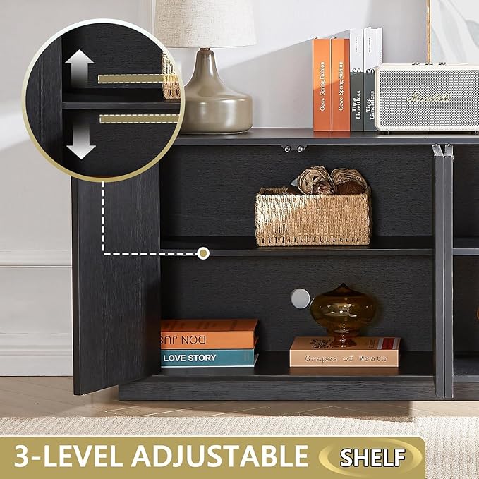 64'' Fluted TV Stand for TVs up to 75'', Modern Long Media Console