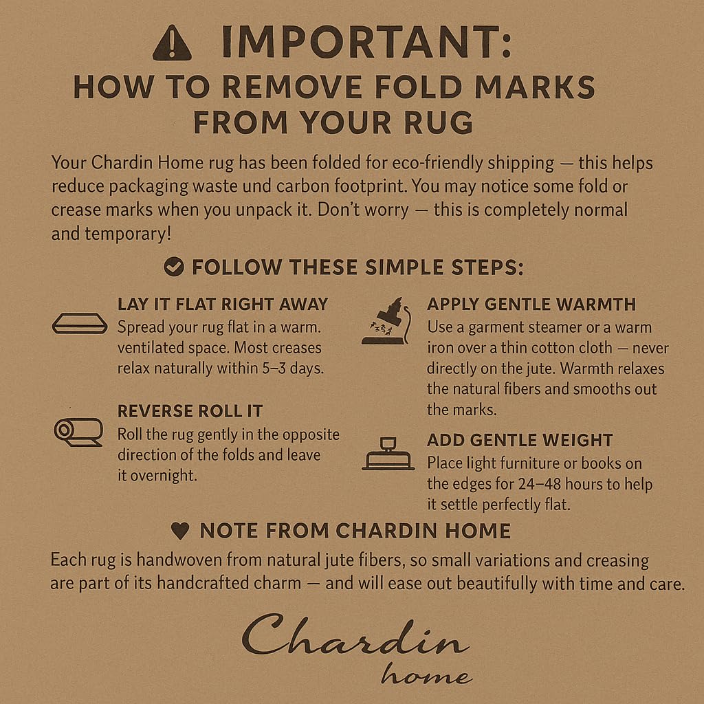 Chardin home Hand Woven Natural Jute Braided Rug – 2x6 Runner | Rustic Boho Farmhouse Style | Solid Natural Fiber Rug for Hallway, Entryway, Kitchen, Bedroom, Dining Room, Study, Office