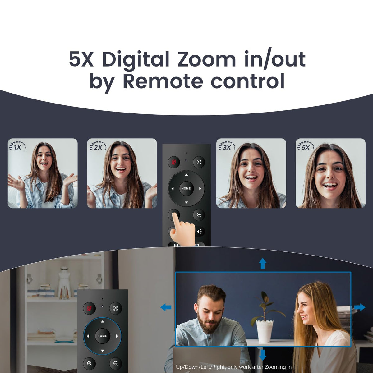 TONGVEO 3-in-1 4K Webcam with Microphones and Speaker, AI Auto-Tracking 5X Digital Zoom Webcam 4K Adjustable Field of View Remote Control Works with Microsoft Teams, Zoom, Google Meet, PC Mac Laptop