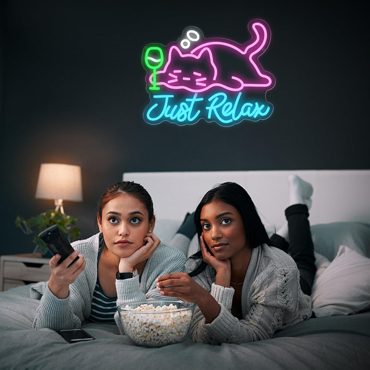 UExnkj-Y Cat Beer Neon Sign, Just Relax Neon Signs for Wall Decor, USB Dimmable Pink Cat Bar Light Up Sign for Pet Lover Bedroom Bar Birthday Party Game Room Man Cave Home Decor