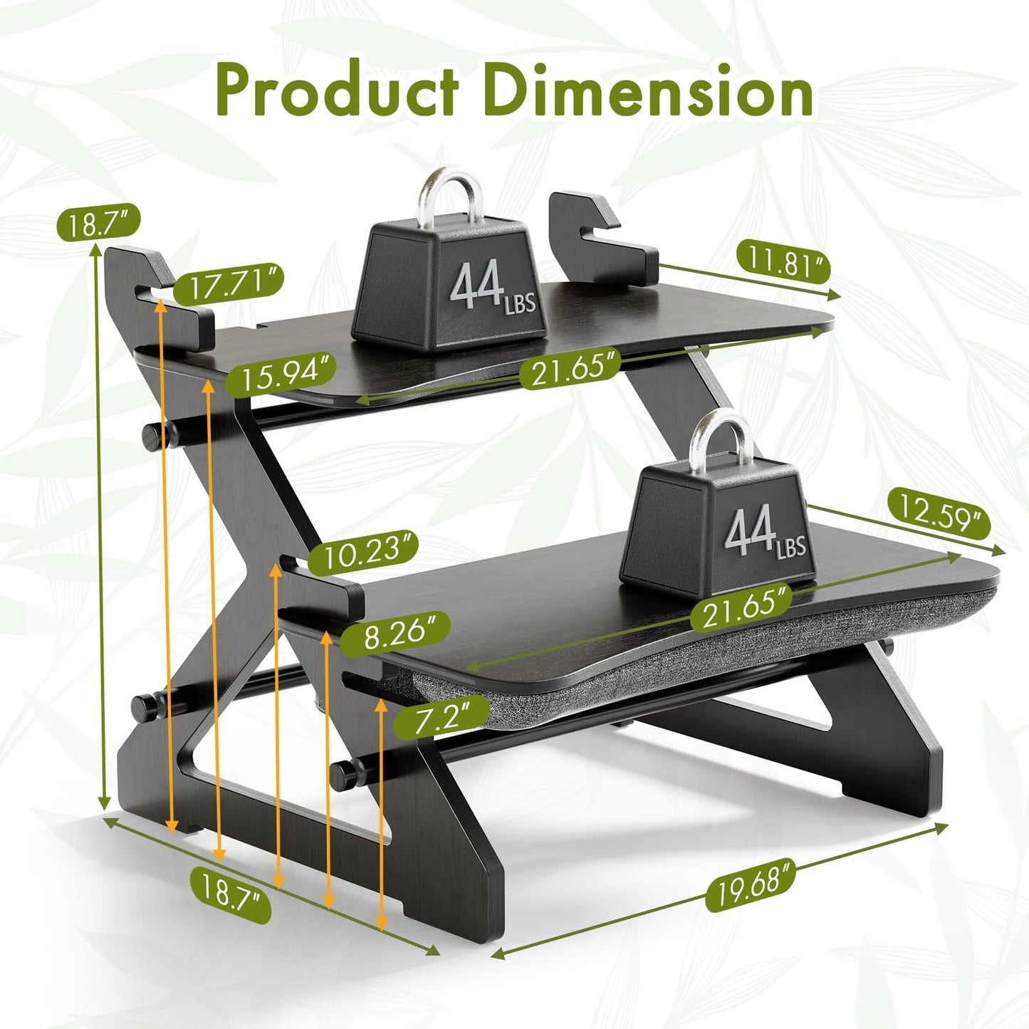Amazer Standing Desk Converter, 22 inch Bamboo Small Sit Stand Up Desk Riser with Lap Desk Computer Desktop Desk Converter for Monitor and Laptop with Keyboard Tray, Black