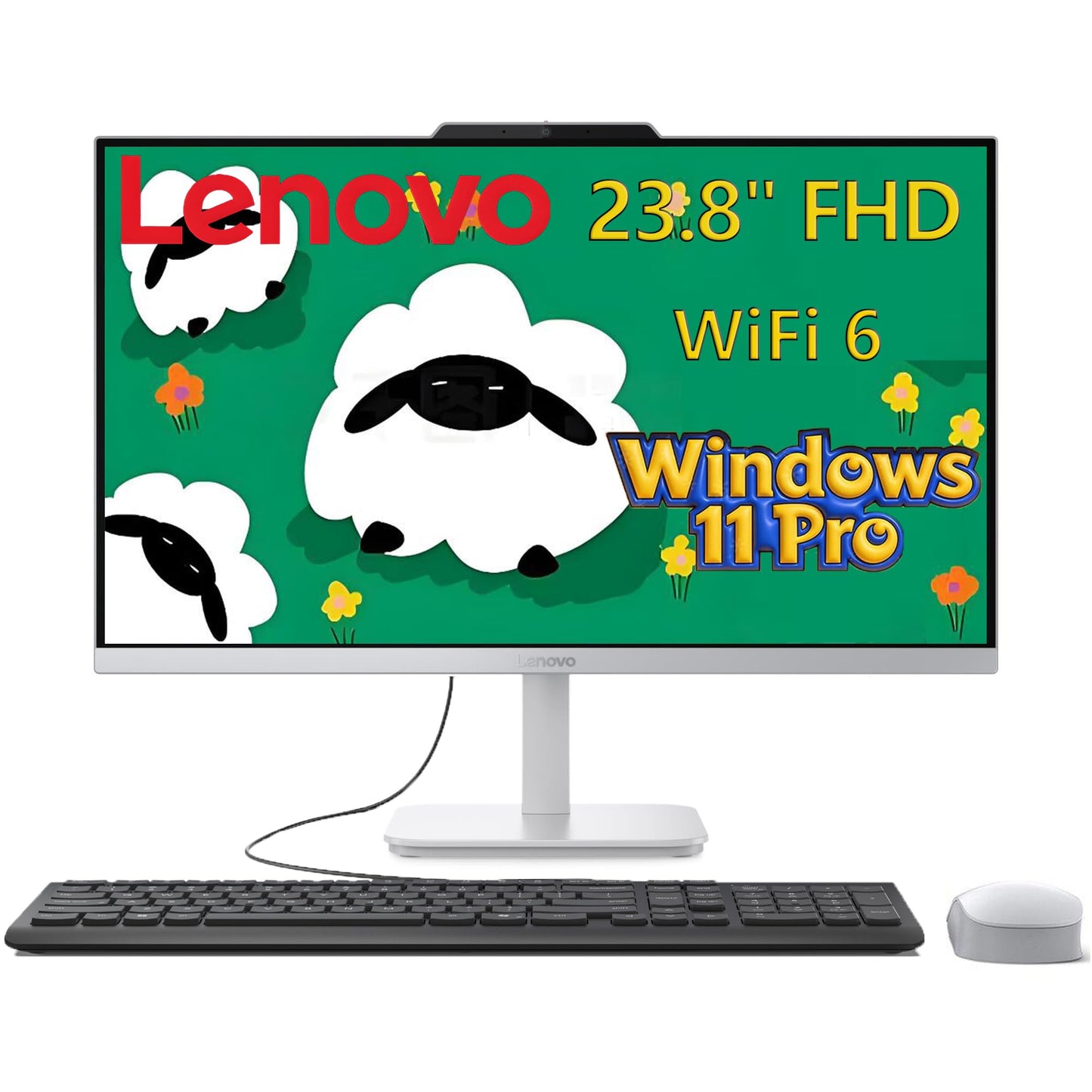 Lenovo All-in-One Desktop Computer, AIO 24 with Intel Core i3-N305, 16GB RAM, 512GB SSD, Office 365 for the Web, for Home Daily use and Remote Work, Video Streaming & Photo Editing, Windows 11 Home