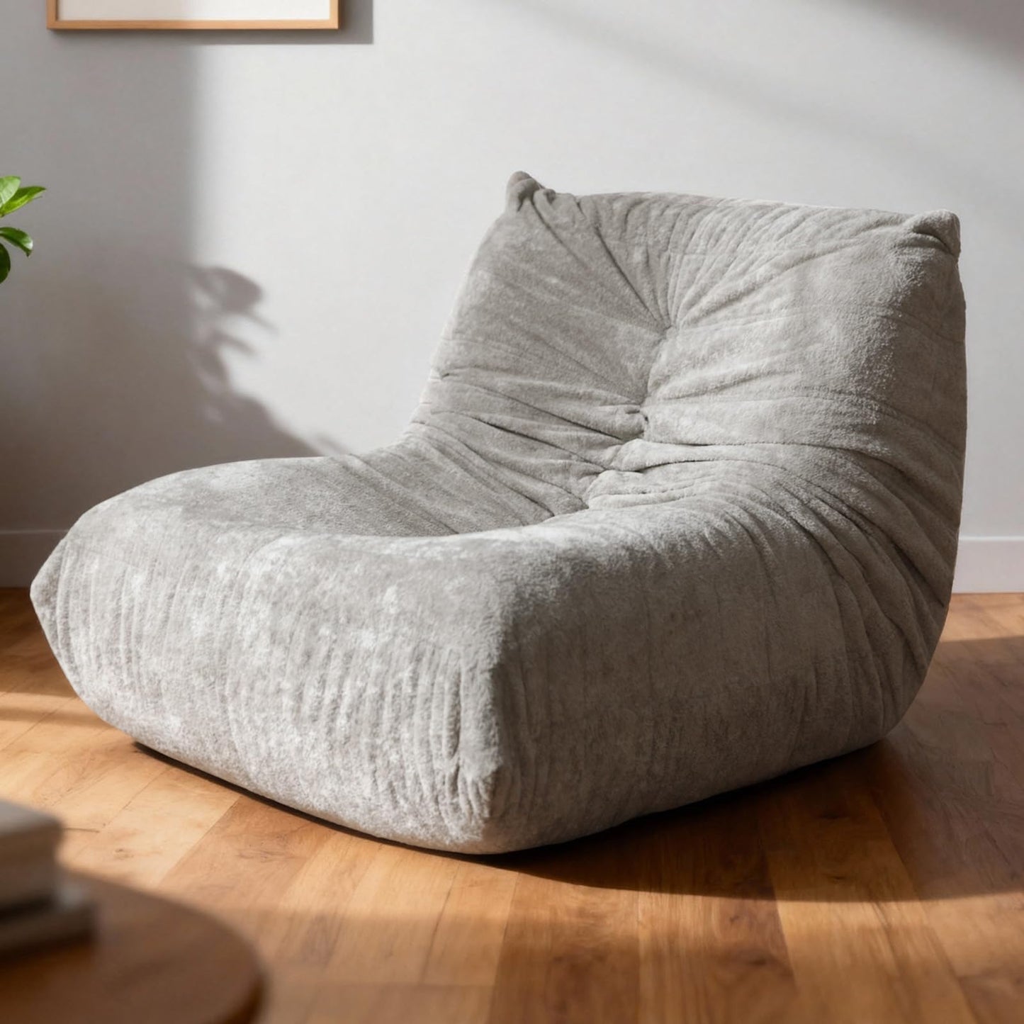 Sytopia Premium Chenille Bean Bag Chair for Adults, Oversized 35D Memory Foam Floor Sofa, Giant Deep Seat Gaming Reading Nook, No Assembly Required, Urban Grey