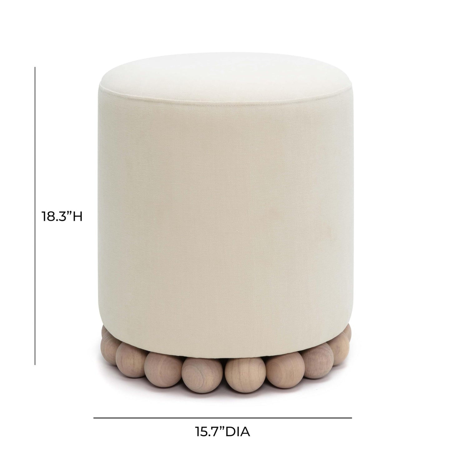 Tov Furniture Dex Cream Upcycled Fabric Ottoman