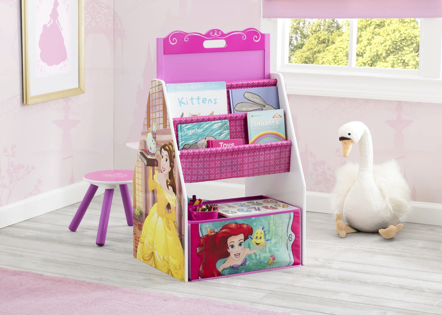 Delta Children Activity Center with Easel Desk, Stool and Toy Organizer, Disney Princess