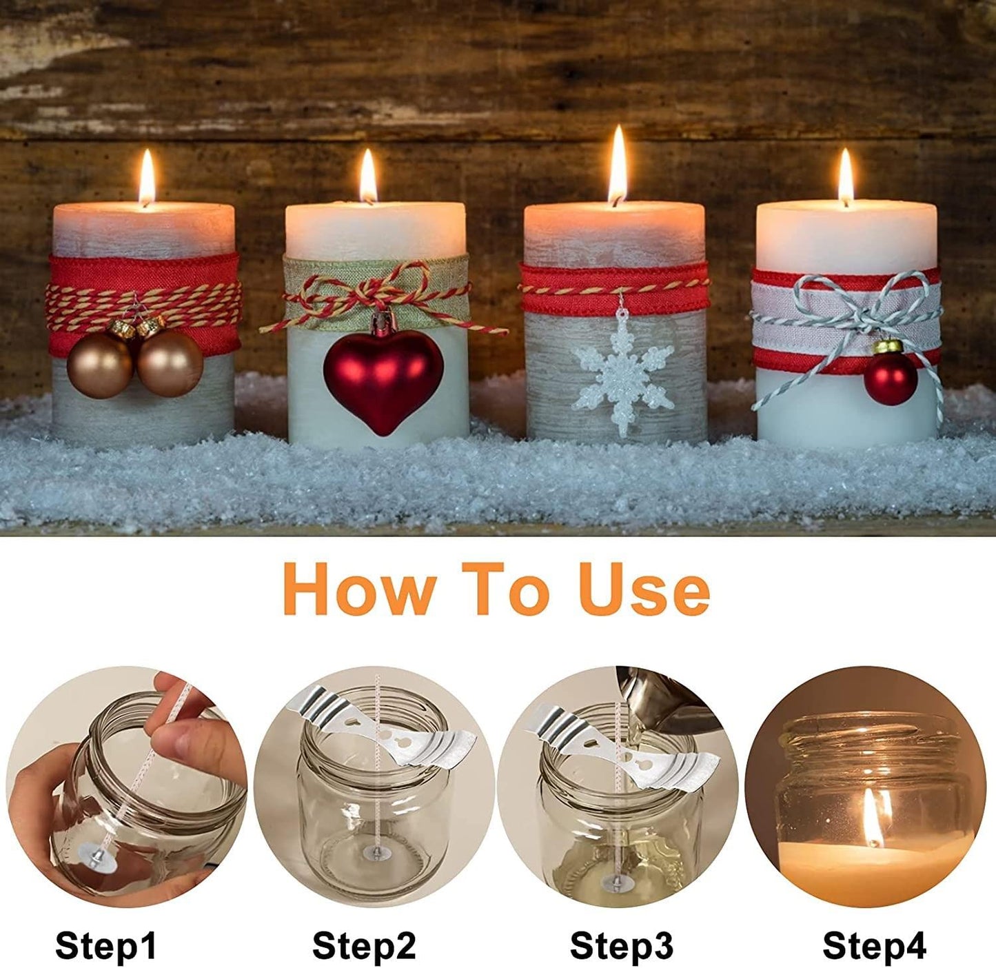 100pcs CD 2 Wicks for Soy Candles, 6 inch Pre-Waxed Candle Wick with Base