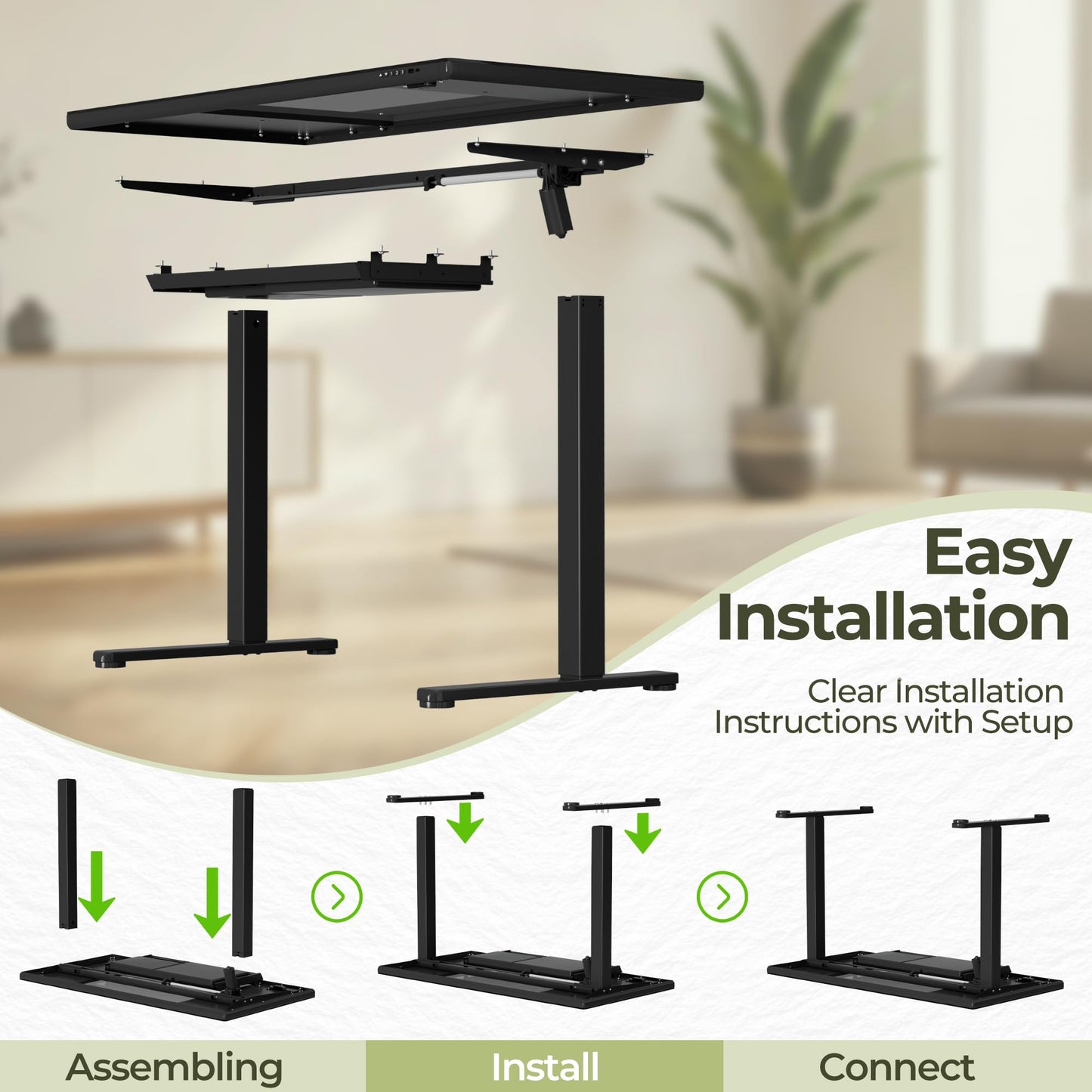 Furmax Glass Standing Desk with Drawers, Electric Adjustable Home Office Sit Stand Desk with One-Piece Desktop & USB Charging Port for Computer Desks (Black Glass, 48 Inch)