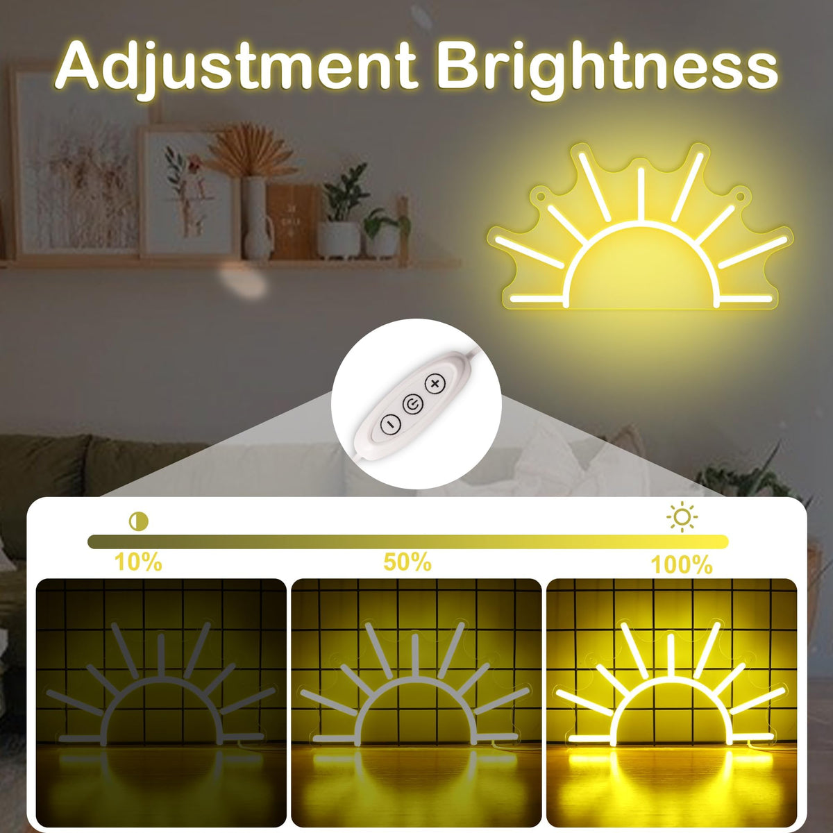 Attivolife Sunrise Neon Sign for Wall Decor, Sunset Night Light with Dimmable, Light up Sun LED Acrylic Bedroom Home Lamp, Best Gifts for Birthday Party Christmas Wedding Bar Aesthetic(Golden Yellow)