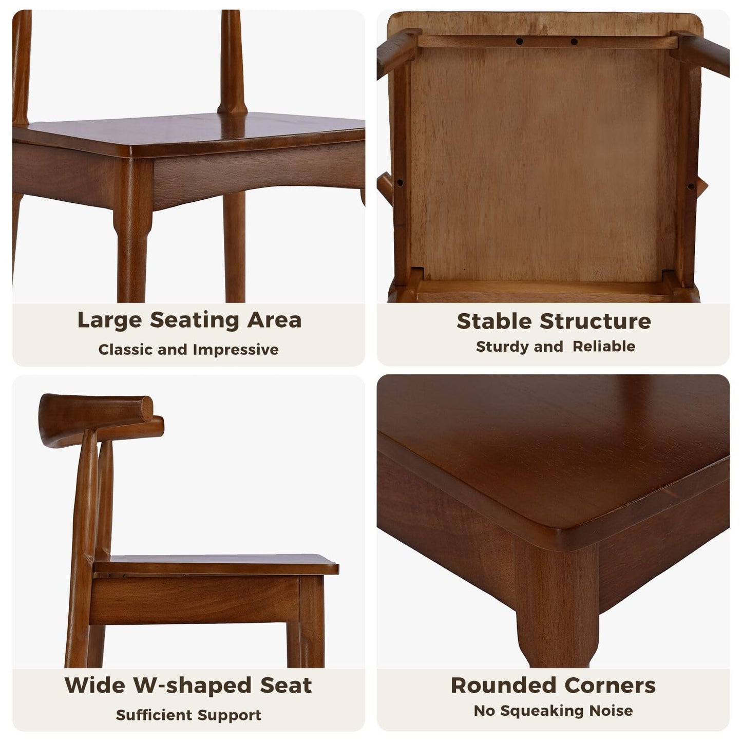 DELAVIN Solid Wood Dining Chairs Set of 4,Kitchen Chairs with Solid Oak Wood Legs, Farmhouse Style High Ladder Back Dining Room Chairs,Walnut