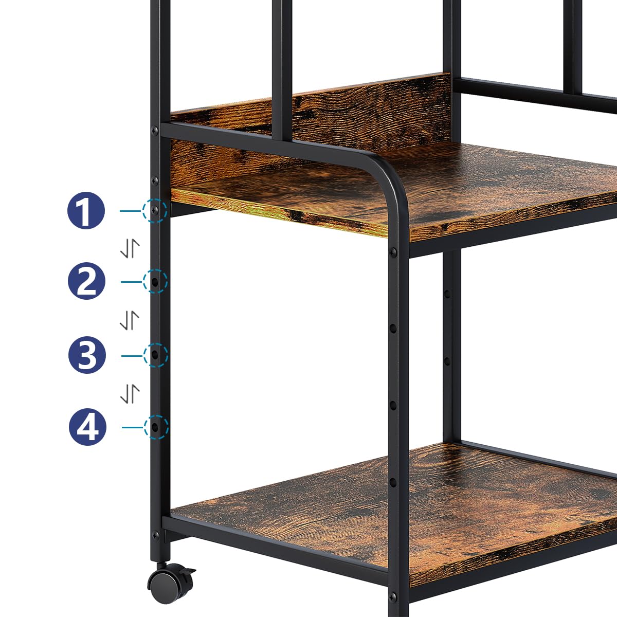 Arbuxzuy Printer Stand with Storage Shelf,3 Tier Printer Cart with Wheels,Mobile Printer Table for Home Office,Stands for Printer Heat Press Scanner Fax,Industrial Style (Brown)