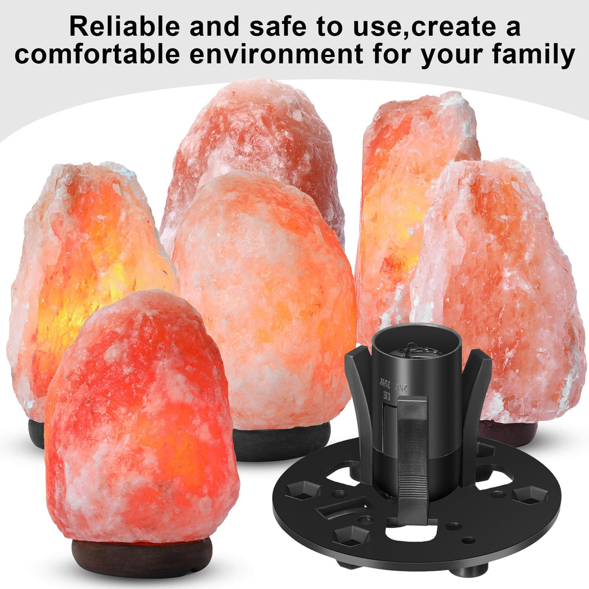 Glooglitter 3 Pack Salt Lamp Cord Replacement 5.9 Feet Original Lamp Dimmer Switch with Cord and Base Assembly for E12 Salt Lamp, Black UL Certification Cord
