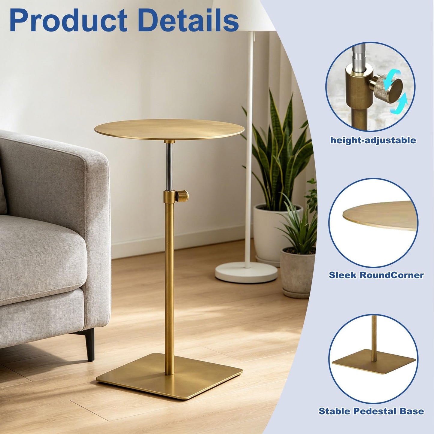 Modern Stainless Steel Round Dining Table, 50cm Small Metal Table for Kitchen, Outdoor Cafes & Restaurants, Stylish Breakfast & Dessert Table for Commercial Use