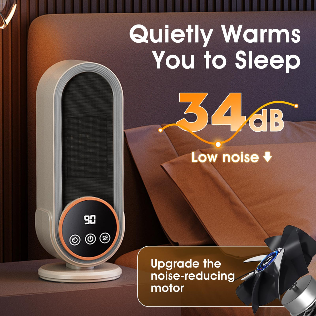 Space Heater Indoor - Energy Efficient Portable Heater with Adjustable Thermostat,1200W PTC Rapid Heating Ceramic Technology with Remote,Intelligent Timing