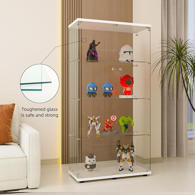 FLYMUHJIA Glass Display Cabinet Kitchen Pantry Storage Cabinet Corner Bar