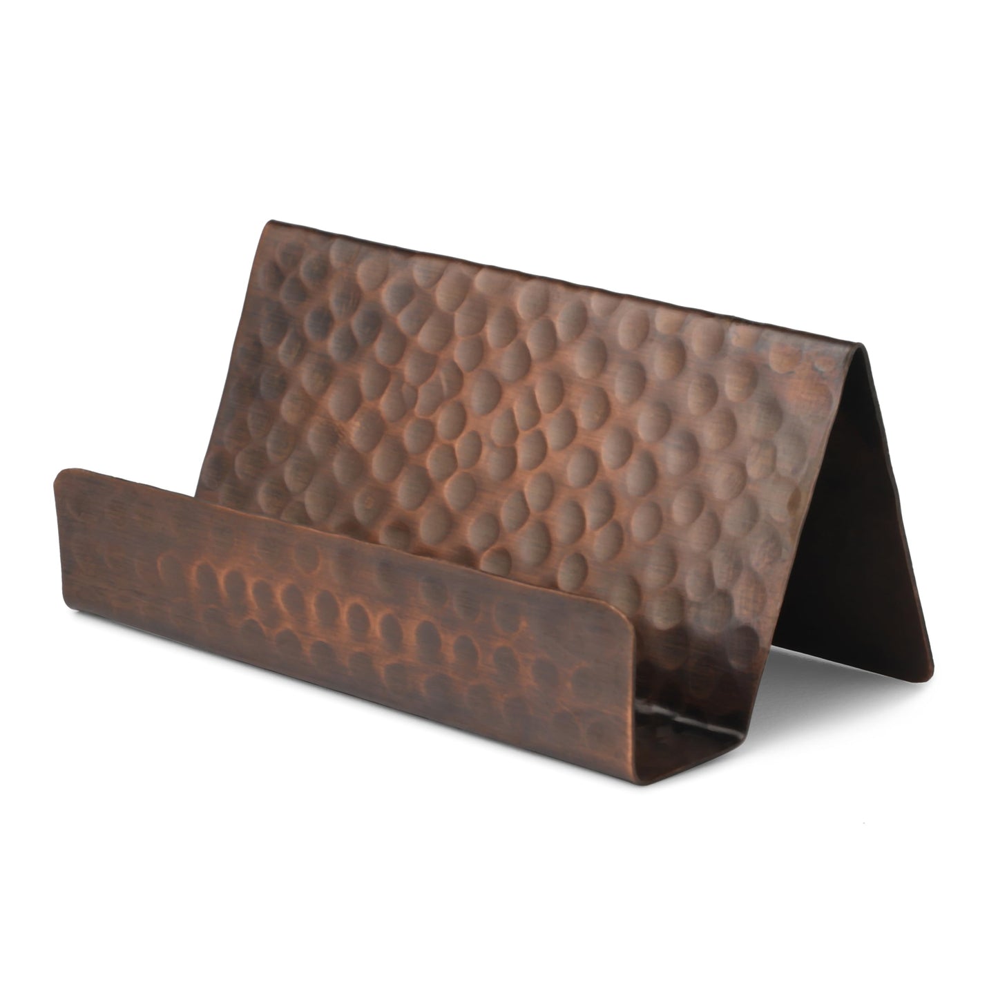 GoCraft Pure Copper Business Card Holder Stand – Antique Finish, Holds 20-30 Cards, Stylish Desk Organizer for Office, Home, Professional Use, Elegant Business Card Display Holder