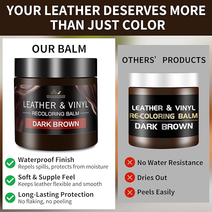 Leather Recoloring Balm with 100ml Mink Oil, Dark Brown Leather Repair Kit and