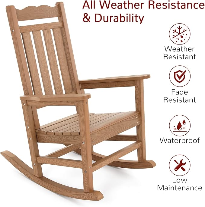Stoog Patio Rocking Chairs Set of 2, All-Weather Outdoor & Indoor Porch Rocker