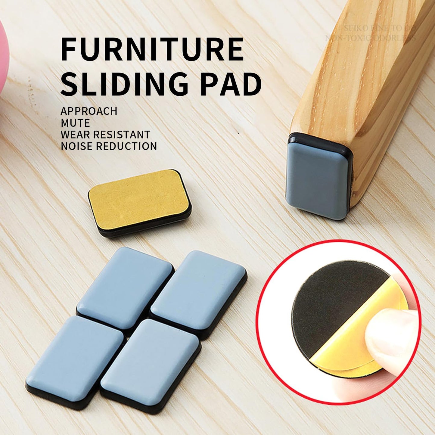 OYWOBET 12 Pcs 0.94×1.38Inch Rectangle Self-Stick Furniture Sliders, Small Furniture Chair Sliders for Wood Floors, Ceramic, Carpet Gliders (Square 24 * 35mm)
