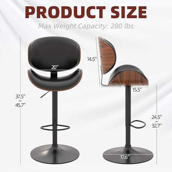 civama Bar Stools Set of 6 for Kitchen Counter, Adjustable Bar Height Chairs