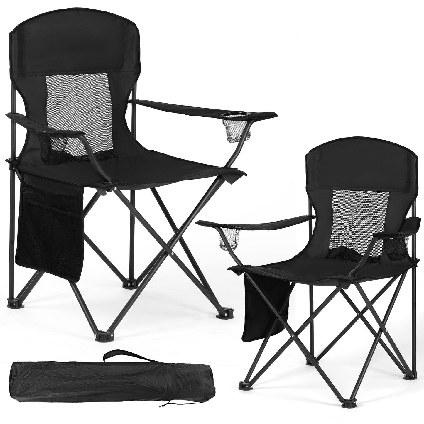 WEIDIORME 2 Pack Lightweight Camping Chairs, 300LBS Heavy-Duty Portable Folding Chairs with Carry Bag, Compact Design for Camping, Beach, Picnics, and Outdoor Event