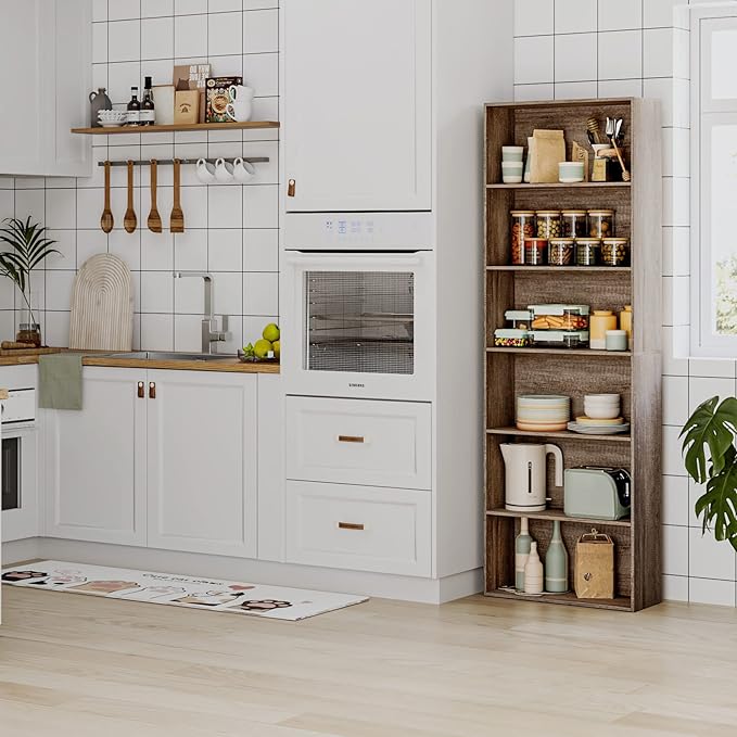 FOTOSOK 6-Tier Open Bookcase and Bookshelf, Freestanding Display Storage