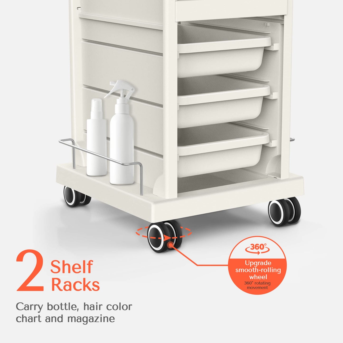 TASALON Salon Trolley Cart for Salon Station - Space Saving Salon Rolling Cart for Extra Storage - Hair Salon Beauty Cart - 6-Tray Salon Cart - Multipurpose Tool Cart - Tattoo Tray-White