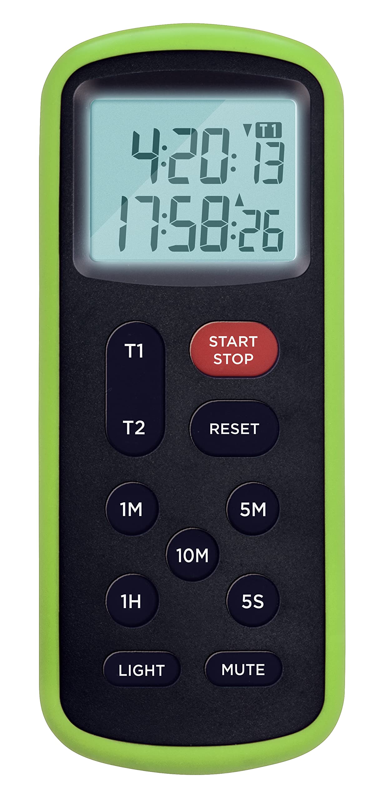 Lavatools KT8 Digital Kitchen Dual Timer & Stopwatch, Backlight, Ultra Loud Alarm, Mute Function, Quick-Set Buttons, Hang Hole, Magnetic for Cooking and Classroom with Lanyard
