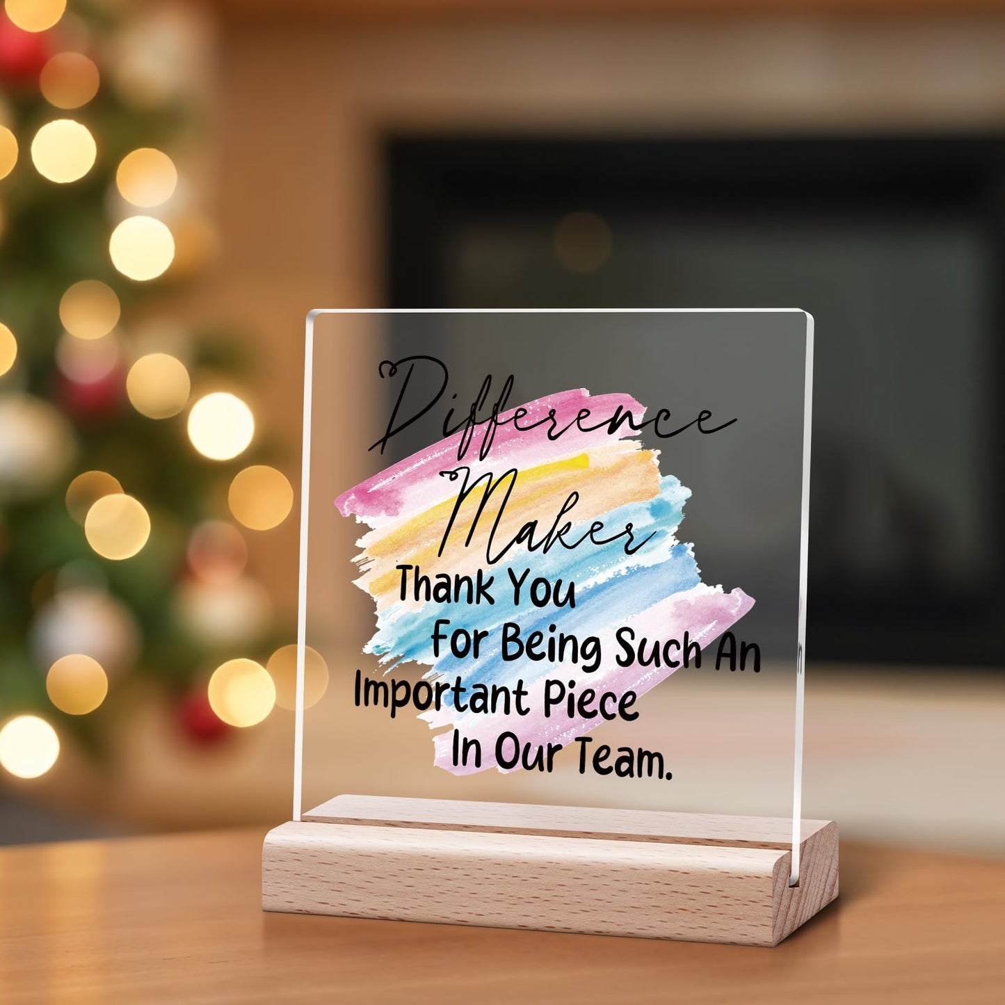 Thank You Gifts for Leader Mentor Boss Teacher Difference Maker Gifts Clear Desk Decorative Sign Employee Appreciation Present for Coworkers Retirement Acrylic Sign With Wooden Stand for Desk Table