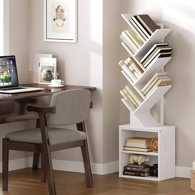 RALGEND Tree Bookshelf, 6 Tier Bookcase
