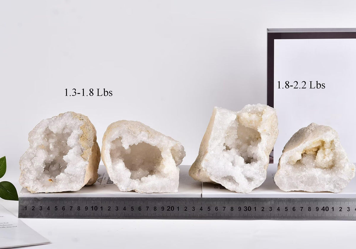 CNYANFEI Natural Agate Geode Large Moroccan Geode Half Quartz with Stand for Healing Meditation Decor Science Gift White Crystal 1.8-2.2 Pound