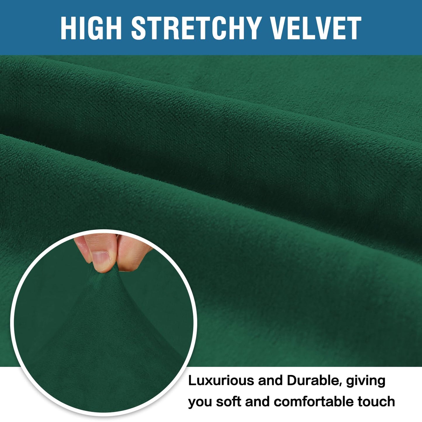 H.VERSAILTEX Stretch Velvet Loveseat Covers for 2 Cushion Couch Covers for Living Room Sofa Covers Slipcovers with Non Slip Straps Bottom, Ultra Thick Comfy Velour (Width 58"-72", Christmas Green)