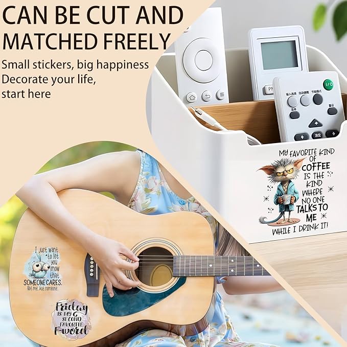 4 Sheets Rub on Transfers for Crafts, Animal Satirical Quotes Furniture