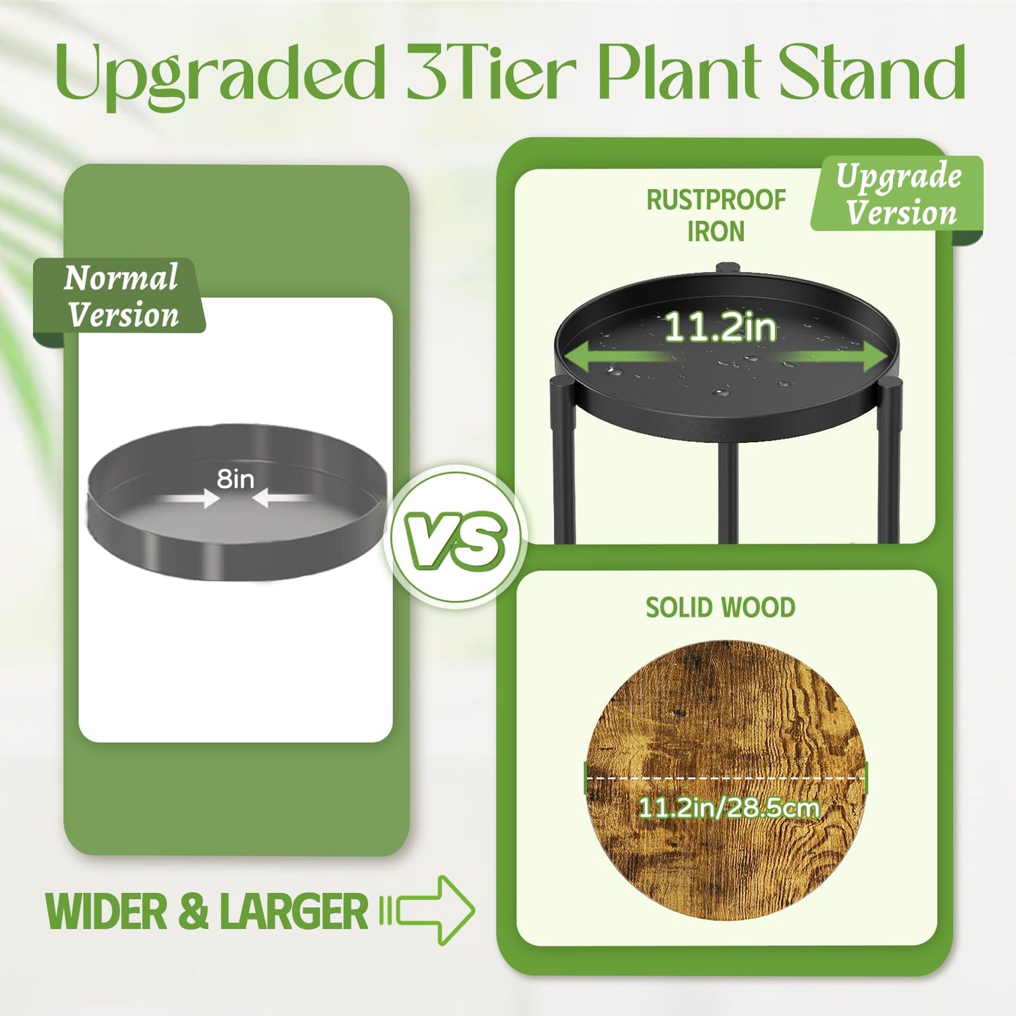 iDavosic.ly 3 Tier Corner Plant Stand Indoor, 34 Inch Tall Vertical Metal Flower Heavy Duty Pot Holder Shelf Outdoor for Patio Porch Living Room, Modern Black & Rustic Brown - Round