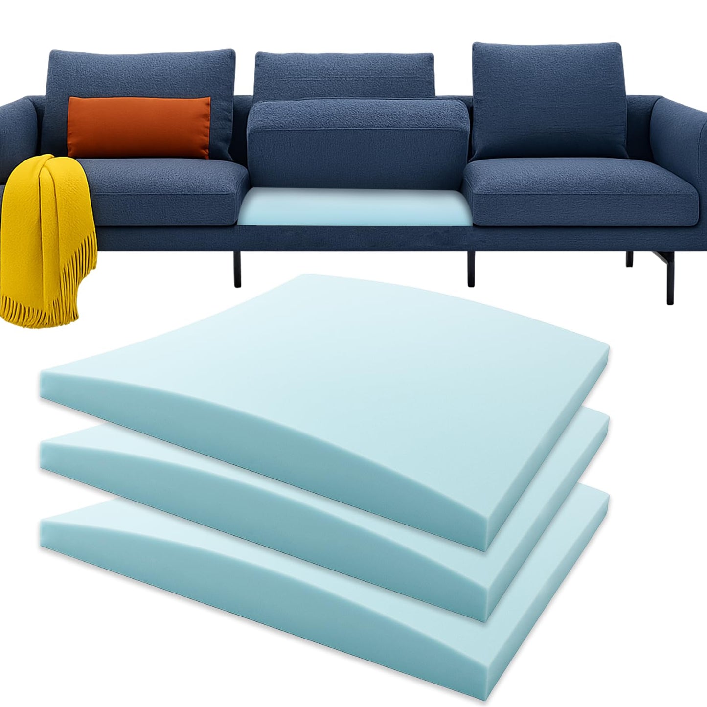 CAVENLLI Couch Cushion Support for Sagging Seats, 20”x 20”x 2” Trapezoidal Design Cushion Supports for Sagging Cushions, Perfectly Discreet Couch Support (Blue Arc, Normal)