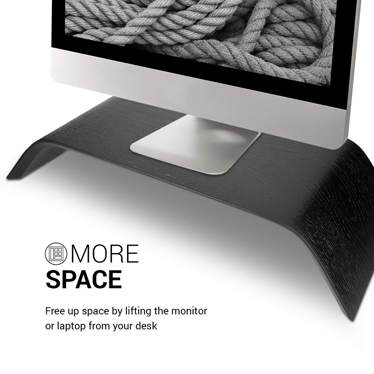 kalibri Wood Monitor Stand Riser - Computer Desk Holder Desktop Dock Wooden Mount Display for PC TV Screen Notebook Laptop - Oak with Black Stain