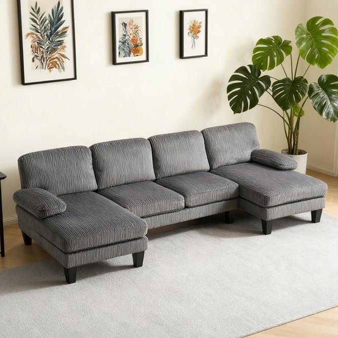 Karl home U-Shape Sectional Sofa Couch 111" Modern 4-Seat Sofa