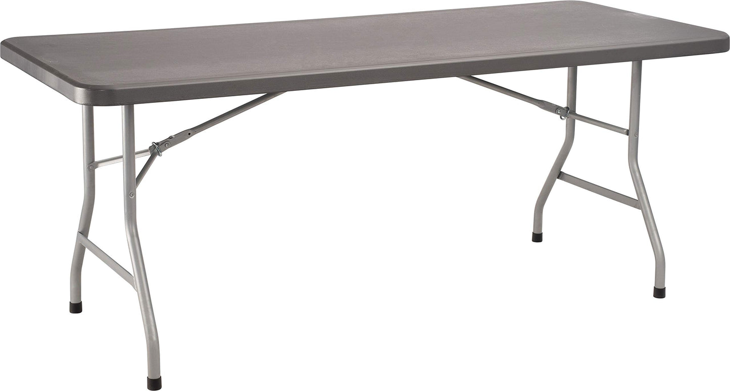 National Public Seating 30" x 72" Plastic Folding Table - Adjustable, Heavy-Duty, Portable, Indoor/Outdoor Table for Office, Camping, Events & Parties – Scratch & Heat Resistant, Charcoal Gray