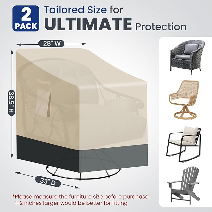 Extra Heavy Duty Patio Rocking Chair Covers Waterproof