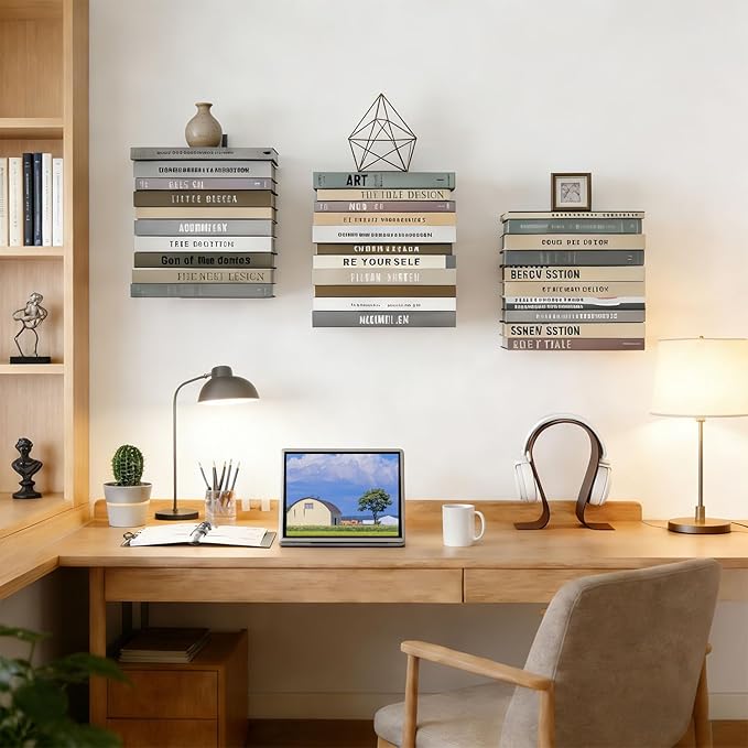 Invisible Floating Bookshelves 4 Tier, Heavy Duty Metal Book Organizer