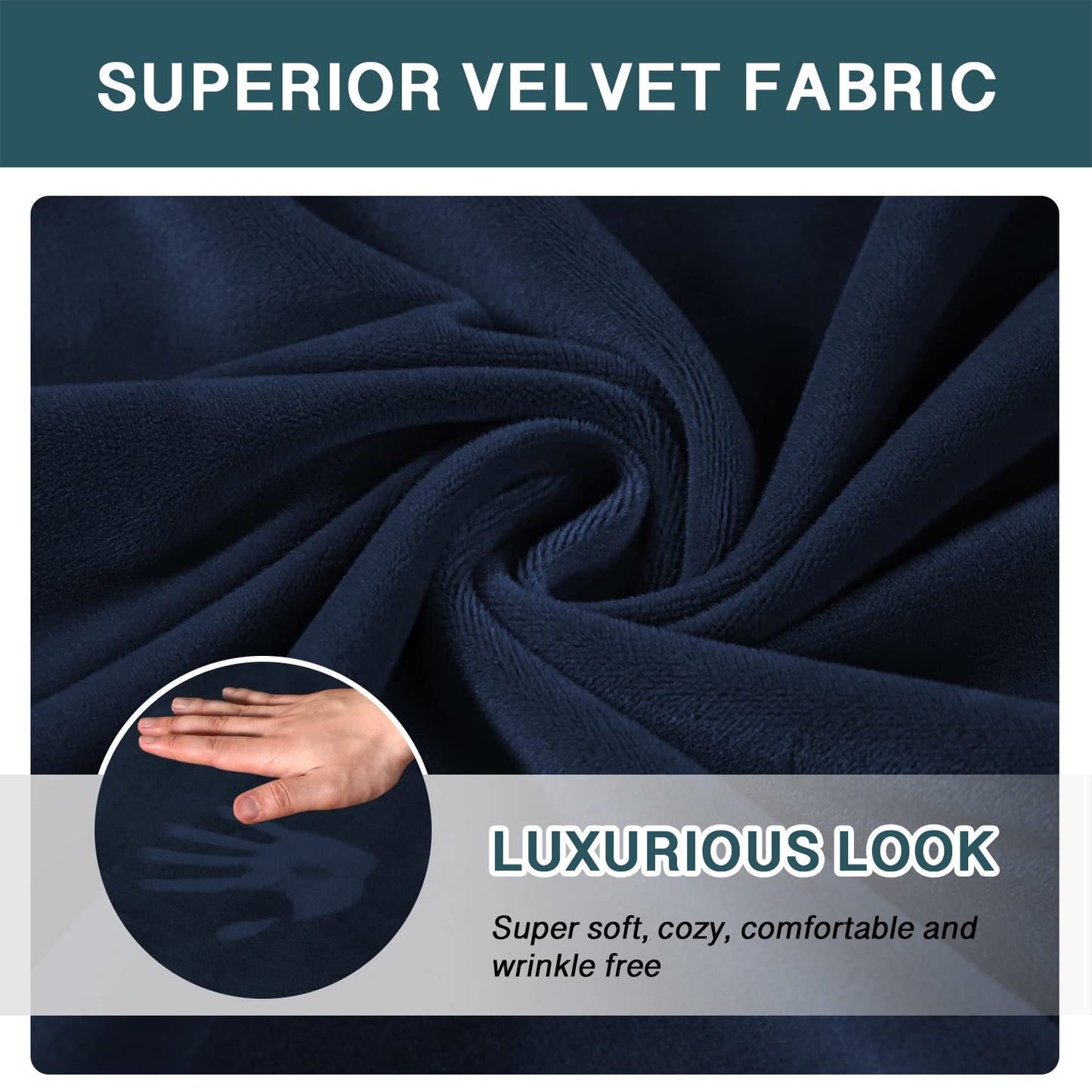 FantasDecor Velvet Chaise Lounge Cover Stretch Double Arm Chair Slipcover for Living Room Bedroom Soft Plush Fabric Machine Washable, Navy