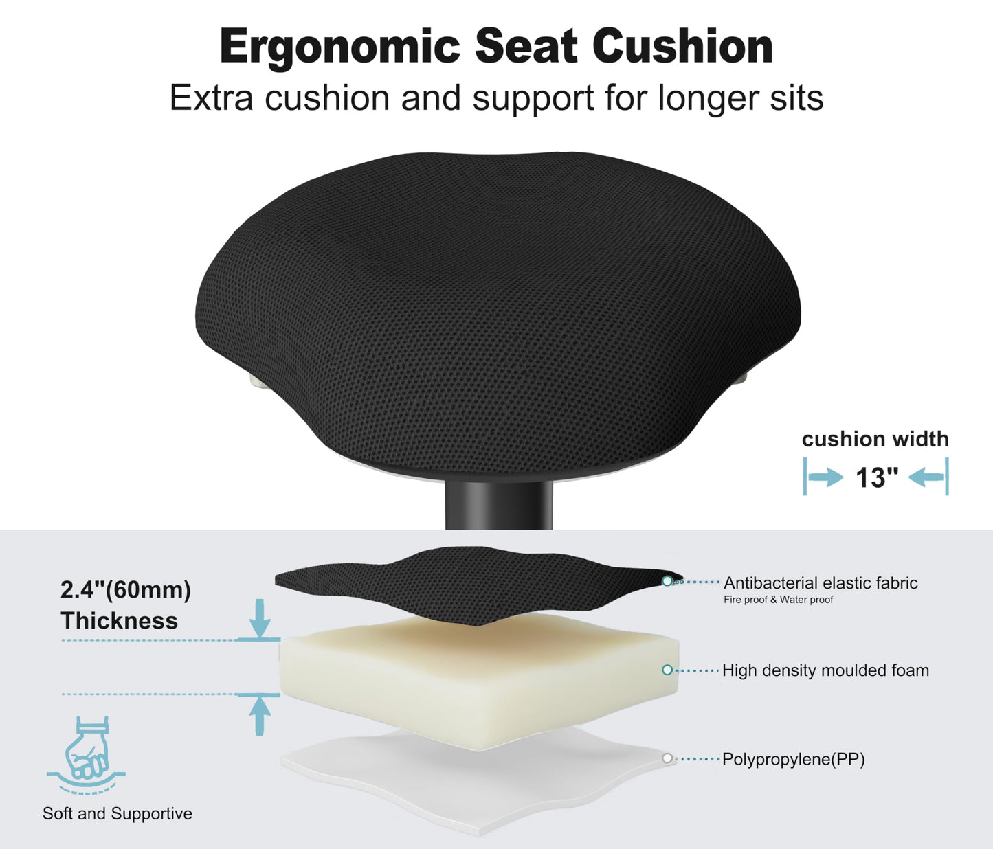 ERGO COLLECT Adult Wobble Stool - Anti-Fatigue Standing Desk Stool with 360° Rocking Non-Slip Curved Base, Height Adjustable 22-32 Inch Standing Chair for Home & Office,Walnut
