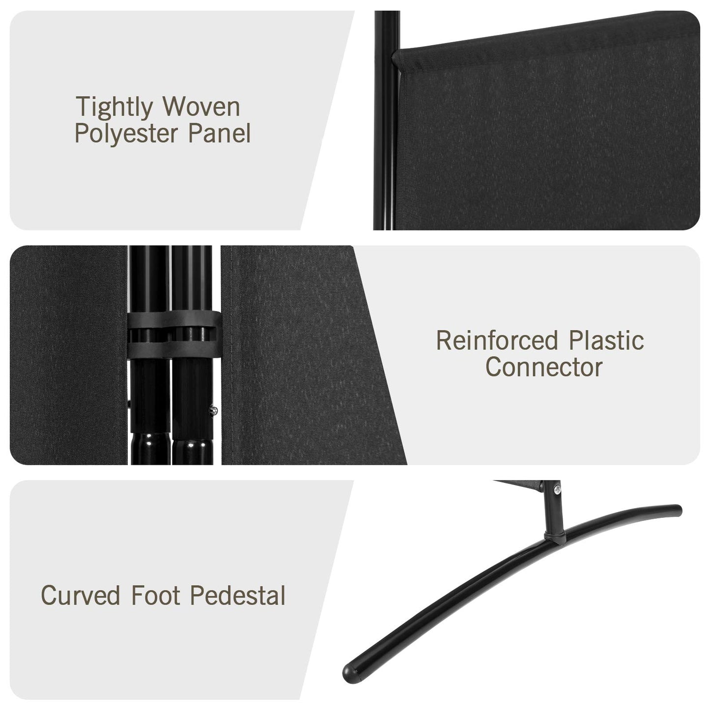 Giantex 6 Ft Tall 3 Panel Room Divider Black, Lightweight Portable Folding Privacy Screen, Freestanding Partition Wall Divider and Separator for Bedroom Home Office Apartment Studio