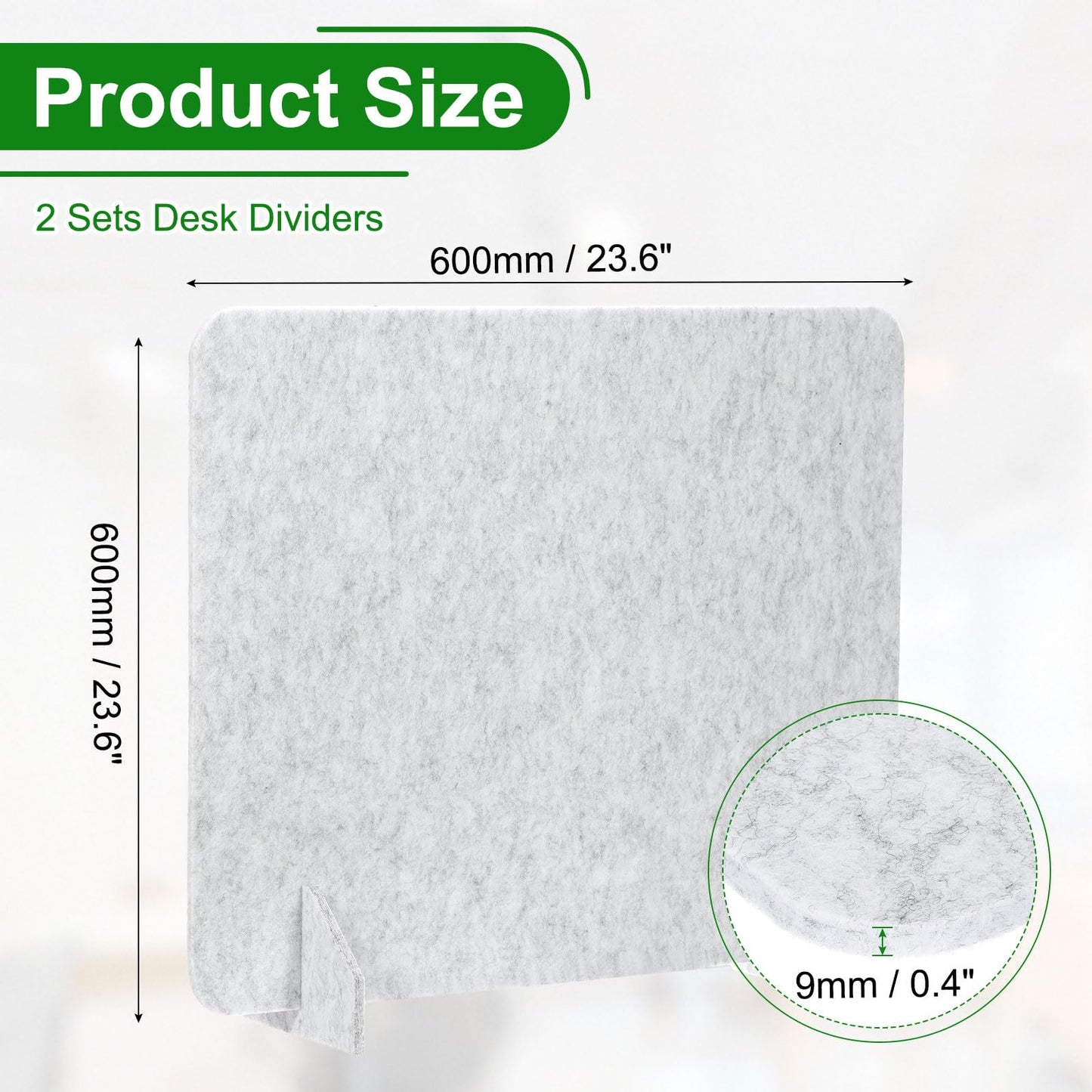 PATIKIL Desk Divider, 2 Set 24 x 24 Inch Acoustic Freestanding Desk Divider Desk Privacy Panel with 4 Pcs Support Feet for Library Office Workstation, Light Grey